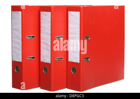 Red file folders archive isolated on white background Stock Photo