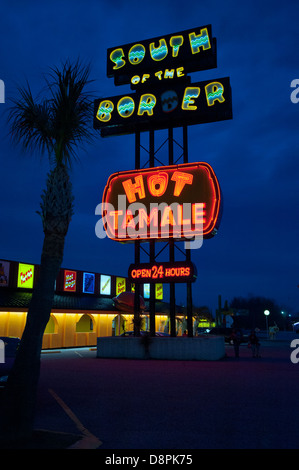 South of the Border neon signs at twilight Stock Photo