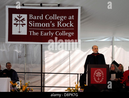 Federal Reserve chairman Ben Bernanke gave the commencement address at 'Bard College at Simons Rock' in Great Barrington, Ma. Stock Photo