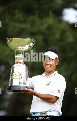 Ibaraki, Japan. 2nd June 2013. Hideki Matsuyama (JPN), JUNE 2, 2013 - Golf : Hideki Matsuyama of Japan poses with the trophy after winning the Diamond Cup Golf at Oarai Golf Club in Ibaraki, Japan. (Photo by Toshihiro Kitagawa/AFLO/Alamy Live News)