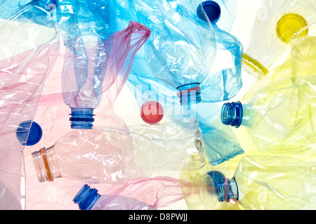 plastic bottles and bags background Stock Photo