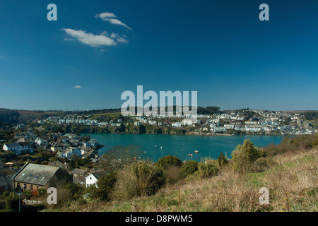 Fowey and the River Fowey from Polruan, Cornwall Stock Photo