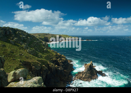 Land's End, the English mainland's most westerly point, from above Sennen Cove Stock Photo