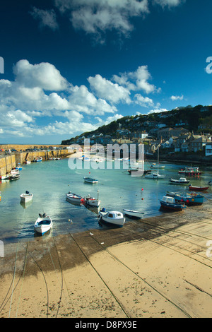 Mousehole Harbour and Mousehole near Penzance, Cornwall Stock Photo