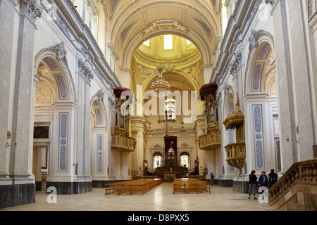 Piaza Armerina, interior view of Baroque Cathedral from 1768, Sicily, Italy Stock Photo