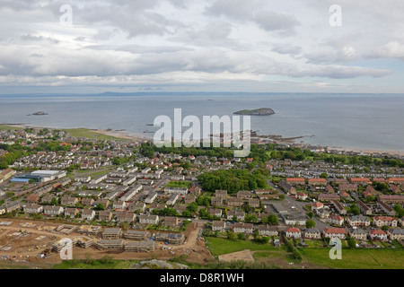 View from the top of North Berwick Law showing Fidra and Craigleath Stock Photo