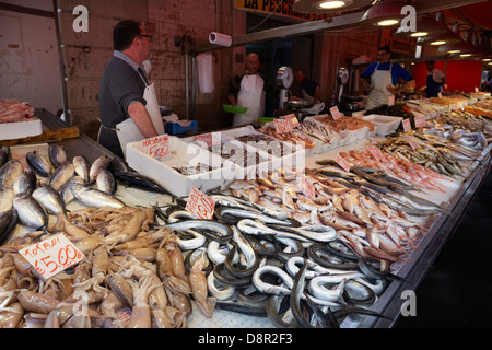 Sea fish market of Ortigia, Syracuse, Sicily, Italy Stock Photo
