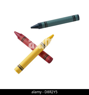 Three rows of wax crayons Stock Photo
