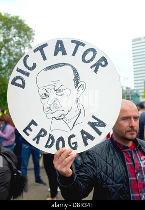 Turkish Protester in London Stock Photo