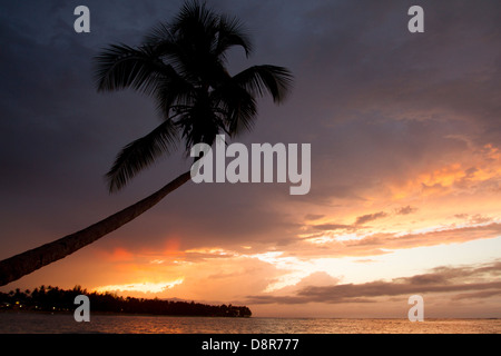 Sunset in Punta Poppy beach, Dominican Republic. Stock Photo