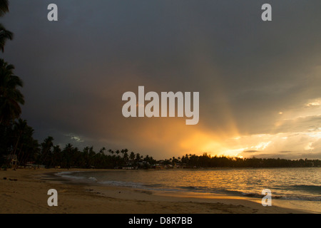 Sunset in Punta Poppy beach, Dominican Republic. Stock Photo