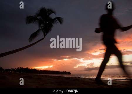 Sunset in Punta Poppy beach, Dominican Republic. Stock Photo