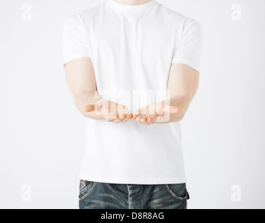 mans hands showing something Stock Photo