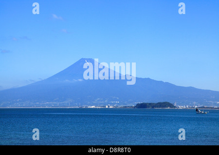 Mount Fuji from Suruga Bay, Shizuoka Prefecture Stock Photo