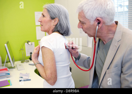 AUSCULTATION, ELDERLY PERSON Stock Photo