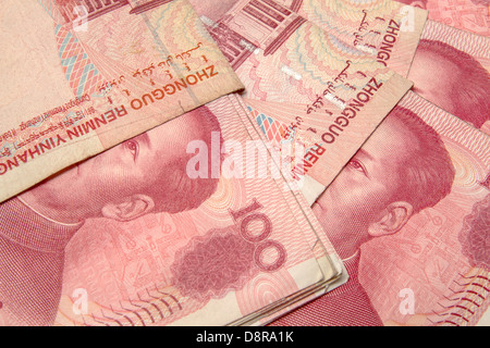 Chinese Yuan banknotes closeup Stock Photo