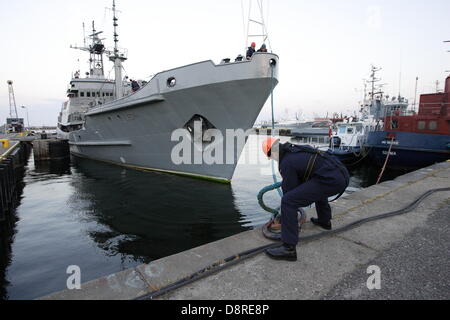 Gdynia, Poland, 3rd, June 2013 Polish Naval Base in Gdynia. ORP Lech - Polish navy rescue vessel ORP Lech , goes to North Sea to identify the shipwreck lying at the bottom of the Sea, on the Great Britain waters. The shipwreck is probably  Polish submarine ORP Orzel, lost with all hands in 1940 during WW2. Credit:  Michal Fludra/Alamy Live News Stock Photo