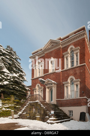 Erasmus Darwins House on Beacon Street Lichfield Staffordshire England in winter with snow on the ground Stock Photo
