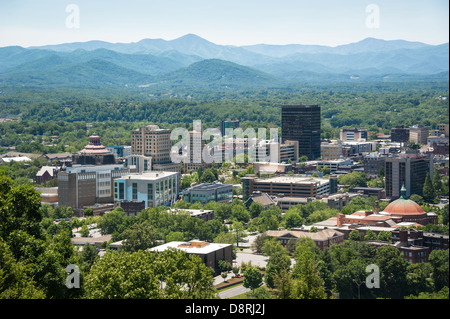 Asheville, North Carolina, nestled within the beautiful Blue Ridge mountains. (USA) Stock Photo