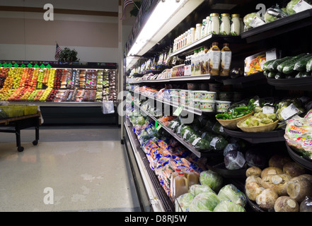 Produce section in a family owned grocery store in Montague, Michigan, USA Stock Photo