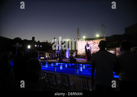 Jerusalem. 3rd June 2013. Palestinians of the wattan student movement participate in the fifth Palestinian Heritage Festival at the Hebrew University in Jerusalem on June 3, 2013  (Credit Image: Credit:  Saeed Qaq/APA Images/ZUMAPRESS.com/Alamy Live News) Stock Photo