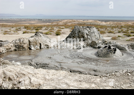 Mud volcanoes in Qobustan near Baku Azerbaijan Stock Photo