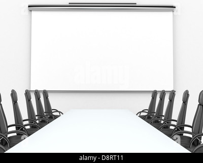 Render of meeting room with projection screen Stock Photo