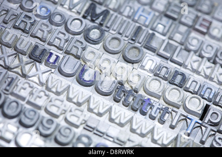 Univers Sans Serif font Letterpress Concepts Stock Photo