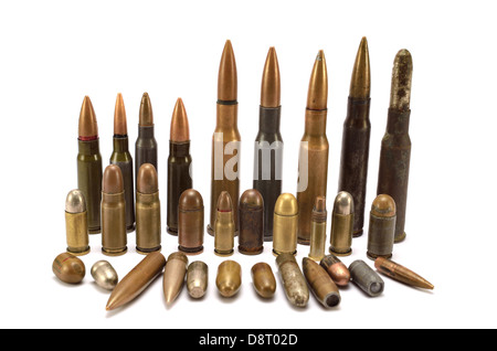bullets and cartridges on a white background Stock Photo