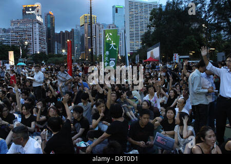 Hong Kong. 4th June 2013. Hong Kong people mark the 24th anniversary of the Tiananmen Square massacre in Victoria Park Credit:  Robert SC Kemp/Alamy Live News Stock Photo