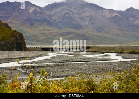 The Toklat River bridge on Wonder Lake road in Denali National Park, Alaska, USA Stock Photo