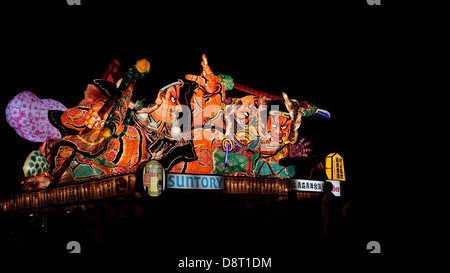 Brightly Painted Paper Lantern Floats on Parade at the Aomori Nebuta Festival, a summer festival that attracts a lot of tourists Stock Photo