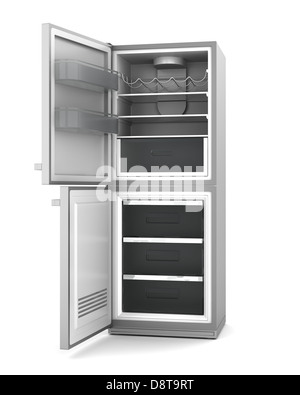 modern refrigerator with open doors isolated Stock Photo