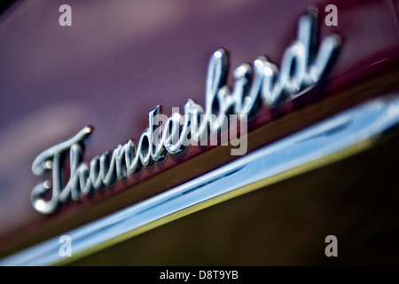 The Thunderbird logo on a 1960's Ford Thunderbird Stock Photo
