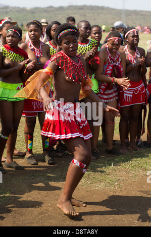 Zulu Reed Dance at eNyokeni Palace, Nongoma, South Africa Stock Photo