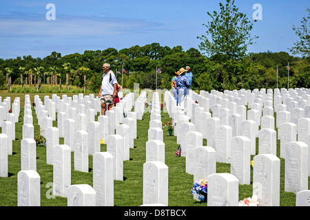 The Sarasota National Military Cemetery on Memorial Day Stock Photo