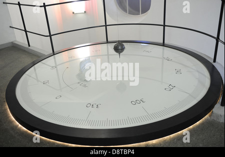 Foucault Pendulum. Experiment to demostrate the rotation of the Earth. Deutches Museum. Munich. Germany. Stock Photo