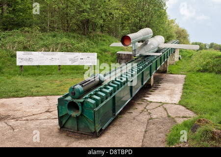 A V1 rocket on the launch ramp at Ardouval, Normandy, France Stock Photo