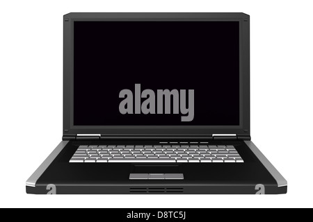 3d black laptop isolated on white background Stock Photo