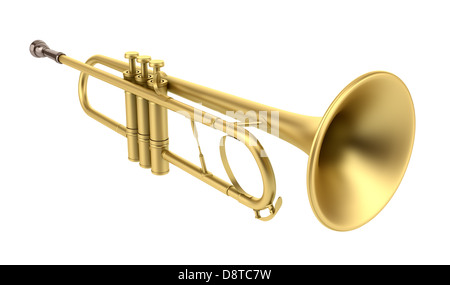 brass trumpet isolated on white background Stock Photo