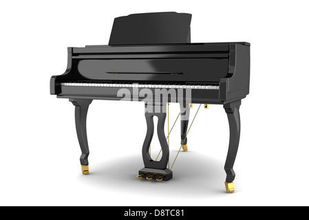 black grand piano isolated on white Stock Photo