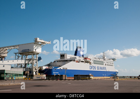 DFDS Seaways channel ferry about to depart from Eastern Docks Dover England to cross the English Channel Stock Photo