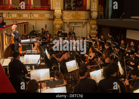 interior of the orchestra pit of the Teatro Petruzzelli opera house, Bari, Apulia, Italy Stock Photo