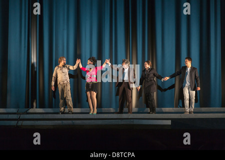 curtain call of the cast of Rigoletto at the Teatro Petruzzelli, Bari, Puglia, Italy Stock Photo