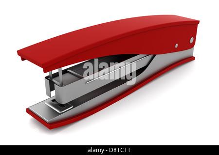 red stapler isolated on white background Stock Photo