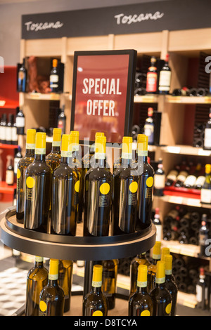 wine for sale, duty free shop Fiumicino Airport, Rome, Italy Stock Photo