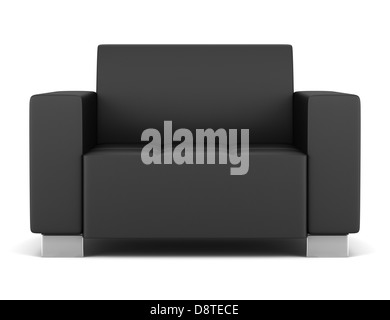 black leather armchair isolated on white Stock Photo