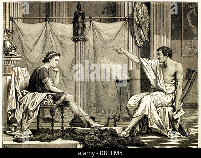 Aristotle and His Pupil, Alexander, Illustration, 1885 Stock Photo