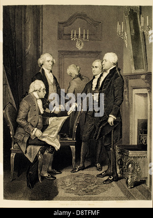 Members of George Washington's First Government Cabinet, February 1789, by Alonzo Chappel, Engraving, 1879 Stock Photo