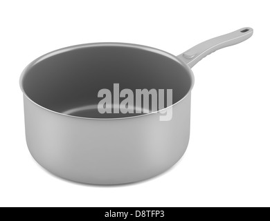 single gray cooking pot isolated on white Stock Photo